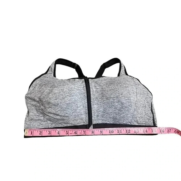 Avenue Zipped Sports Bra in Heather Gray and Black Front Closure Womens Size 42D - Picture 7 of 13
